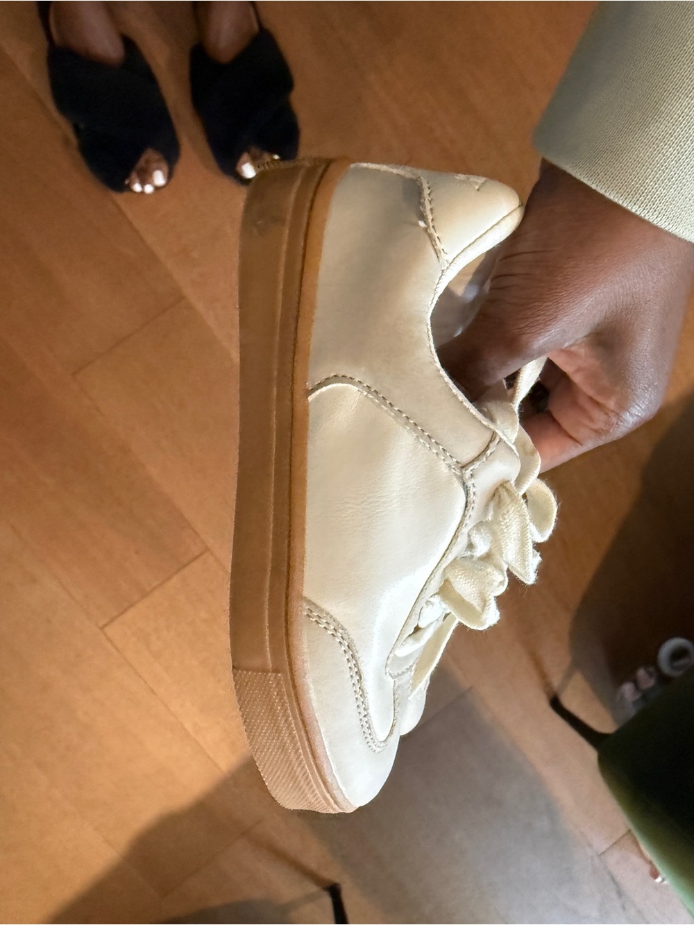 J. Crew Cream Leather Kids Sneaker with Gum Sole